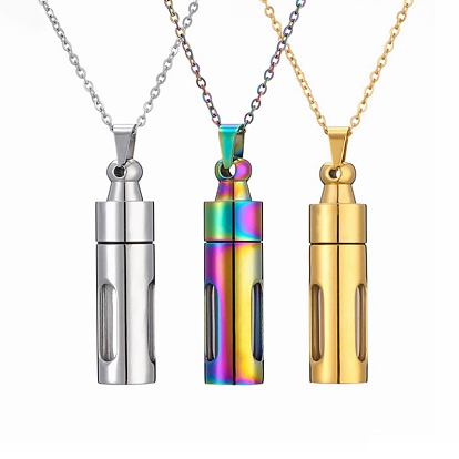 Colliers de bouteille de parfum de colonne d'acier inoxydable pour des femmes