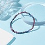 Natural Red Corundum/Ruby & Sapphire Round Beaded Stretch Bracelet, Gemstone Jewelry for Women