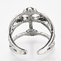 Alloy Cuff Finger Rings, Wide Band Rings, Cross