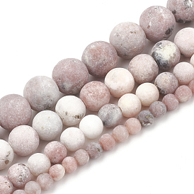 Natural Marble and Sesame Jasper/Kiwi Jasper Beads Strands, Frosted, Round