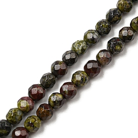 Natural Dragon Blood Beads Strands, Faceted(128 Facets), Round