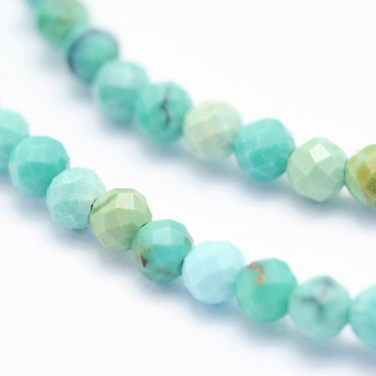 Natural Turquoise Beads Strands, Round, Faceted