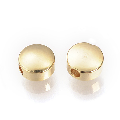 Brass Spacer Beads, Nickel Free, Real 18K Gold Plated, Flat Round