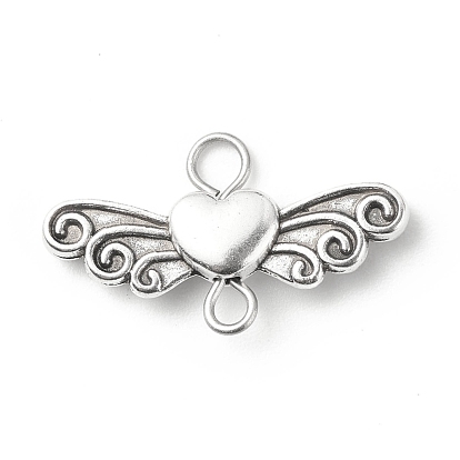 Tibetan Style Alloy Heart with Wing Connector Charms
