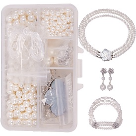 SUNNYCLUE DIY Jewelry Making, Glass Pearl Beads, Brass Finding and Jewelry Pliers, for Wedding