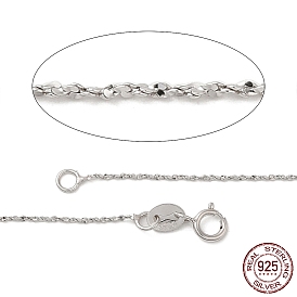 Colliers à la mode unisexe 925 chaîne en argent sterling, à ressort fermoirs à anneaux, fine chaîne