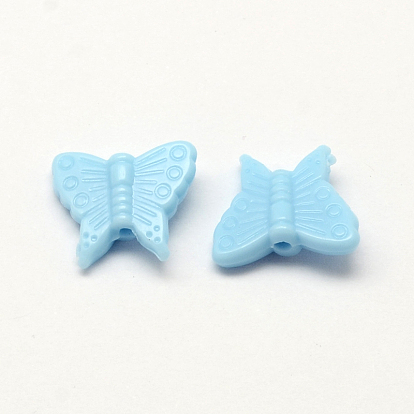 Opaque Acrylic Beads, Butterfly, 13x15x5mm, Hole: 2mm, about 1150pcs/500g