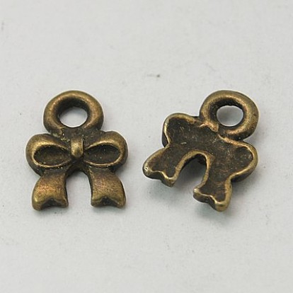 Tibetan Style Alloy Pendants, Lead Free and Cadmium Free, Bowknot, 10x8x2mm, Hole: 1mm