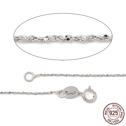 Trendy Unisex 925 Sterling Silver Chain Necklaces, with Spring Ring Clasps, Thin Chain