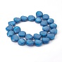 Pearl Luster Plated Glass Bead Strands, Faceted Flat Round, 14x7mm, Hole: 1mm, about 25pcs/strand, 13.7 inch