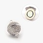 Brass Micro Pave Cubic Zirconia Magnetic Clasps with Loops, N50 Grade Strong Magnet, Long-Lasting Plated, Cadmium Free & Nickel Free & Lead Free, Round