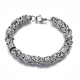 201 Stainless Steel Byzantine Chain Bracelet for Men Women, Nickel Free