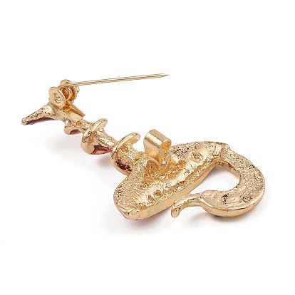 Broche de esmalte de aleación dorada, con diamante de imitación, serpiente y copa