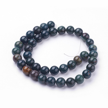 Natural Bloodstone Beads Strands, Heliotrope Stone Beads, Round