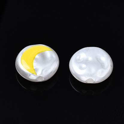 3d perles d'imitation en plastique ABS imprimées, plat rond avec la lune