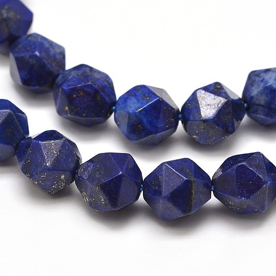 Hebras de cuentas de lapislázuli de piedras preciosas naturales facetadas, cuentas redondas con corte de estrella, teñido