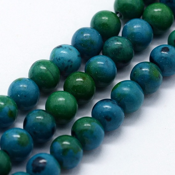 Perles synthétiques chrysocolla brins, ronde