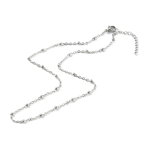 304 Stainless Steel Satellite Chain Necklaces, with Lobster Claw Clasps