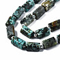 Natural African Turquoise(Jasper) Beads Strands, with Seed Beads, Faceted Column