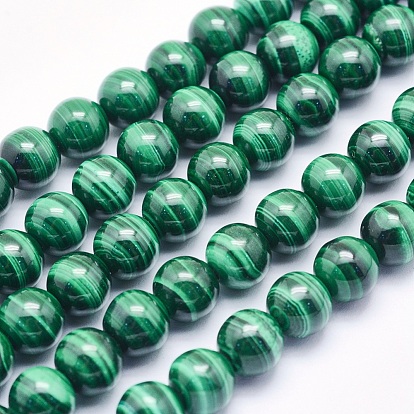 Malachite naturelles brins de perles, ronde