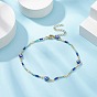 Brass Evil Eye Link Chain Anklet with Glass Beaded