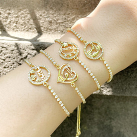 Chic Heart-Shaped Diamond Bracelet for Mother's Day and Birthday Gift