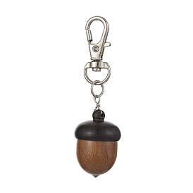 Acorns Disconnectable Ebony Wood Pendant Decoraiton, with Alloy Swivel Lobster Claw Clasps
