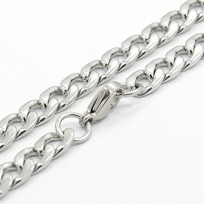 Men's 304 Stainless Steel Curb Chain Necklaces, with Lobster Claw Clasps, 23.6 inch(599mm)