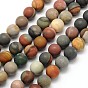 Frosted Round Natural Polychrome Agate Beads Strands