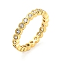 Rack Plating Brass Finger Ring with Cubic Zirconia, Long-Lasting Plated, Cadmium Free & Lead Free