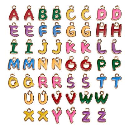 52 Pieces Alphabet Charm Pendant Colorful Alloy Enamel Letter Charm Alphabet A-Z Pendant for Jewelry Necklace Earring Making Crafts
