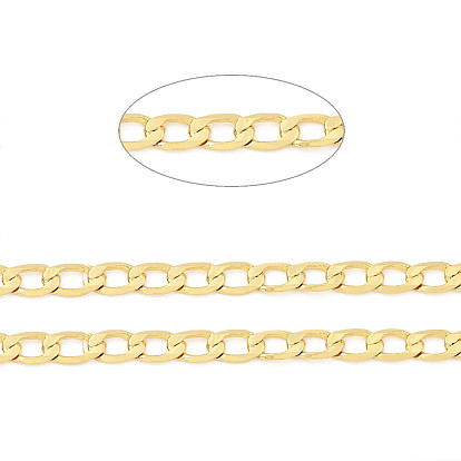 Rack Plating Brass Cuban Link Chains, Soldered, Faceted, with Spool, Long-Lasting Plated, Lead Free & Cadmium Free & Nickel Free
