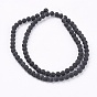 Brins noir de perles de pierre naturelle, ronde