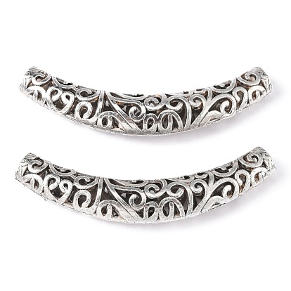 Tibetan Style Alloy Hollow Beads, Curved Tube Noodle Beads, Curved Tube
