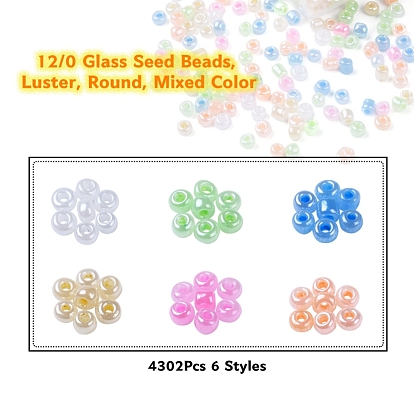 4602 piezas 6 colores cuentas de semillas de vidrio, Ceilán, rondo