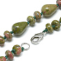 Gemstone Beaded Necklaces, with Alloy Lobster Clasps, Teardrop