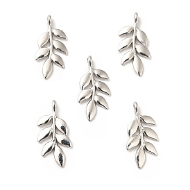 Rack Plating Alloy Pendants, Cadmium Free & Lead Free, Leafy Branch Charms
