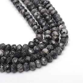 Jaspe de sésame naturel à facettes teint en rondelle / perles de jaspe kiwi, 8~9x5~6mm, Trou: 1mm, Environ 70 pcs/chapelet, 14.5 pouce