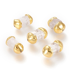 Perles de cristal de quartz naturel, avec les accessoires en laiton plaqués or, colonne, facette