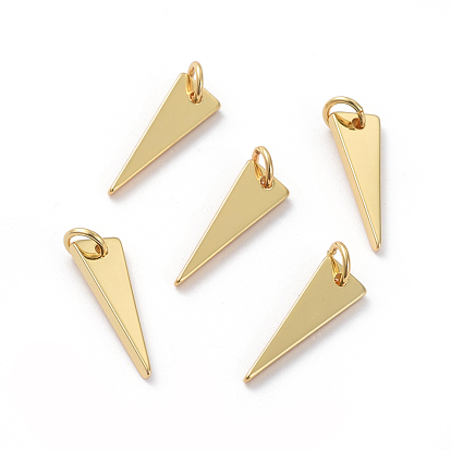 Brass Pendants, Long-Lasting Plated, Real 18K Gold Plated, Triangle