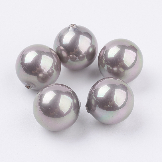 Shell Pearl Half Drilled Beads, Round