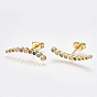 Brass Micro Pave Cubic Zirconia(Random Mixed Color) Ear Studs, with Ear Nuts