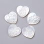 Natural White Shell Mother of Pearl Shell Cabochons, Heart with Virgin Mary