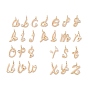 Brass Micro Pave Clear Cubic Zirconia Charms, Cadmium Free & Lead Free, Real 14K Gold Plated, Letter