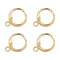 Brass Huggie Hoop Earring Findings, with Horizontal Loops, Long-Lasting Plated, Lead Free & Nickel Free
