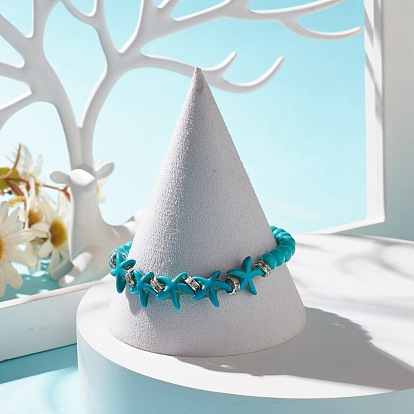 Bracelet extensible étoile de mer turquoise synthétique (teint), bijoux en pierres précieuses pour femmes