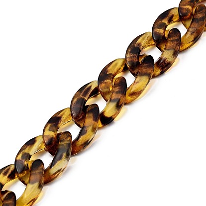 Cadenas de bordillo de acrílico transparente hechas a mano, cadena torcida, para la fabricación de cadenas de bolsos, estampado de leopardo