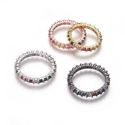 Cubic Zirconia Rings, with Brass Findings