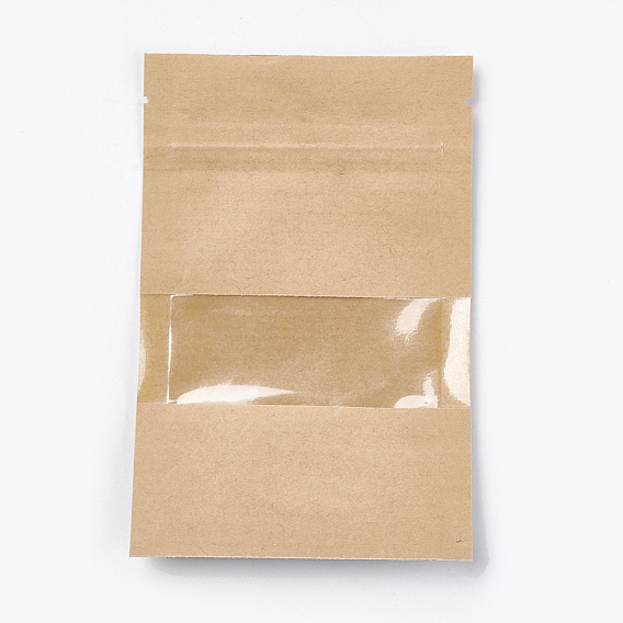 Бумажная сумка на молнии из крафт-бумаги, небольшой пакет из крафт-бумаги, закрывающиеся сумки, с окном
