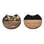 Translucent Resin & Waxed Walnut Wood Pendants, with Gold Foil, Gap Flat Round